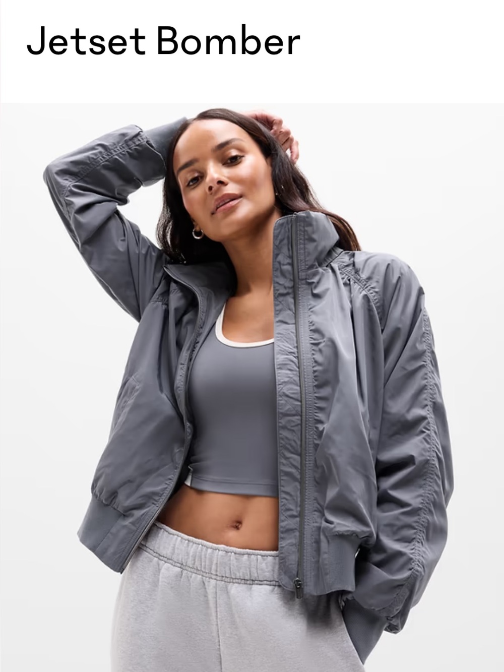 Athleta Slate Blue Jetset Bomber Jacket size S